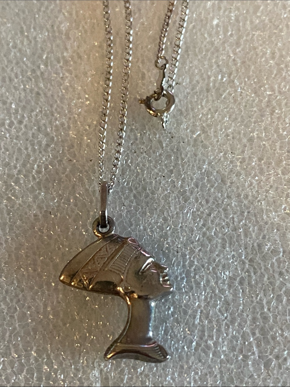Sterling Silver Egyptian Queen Pendant Necklace - Silver